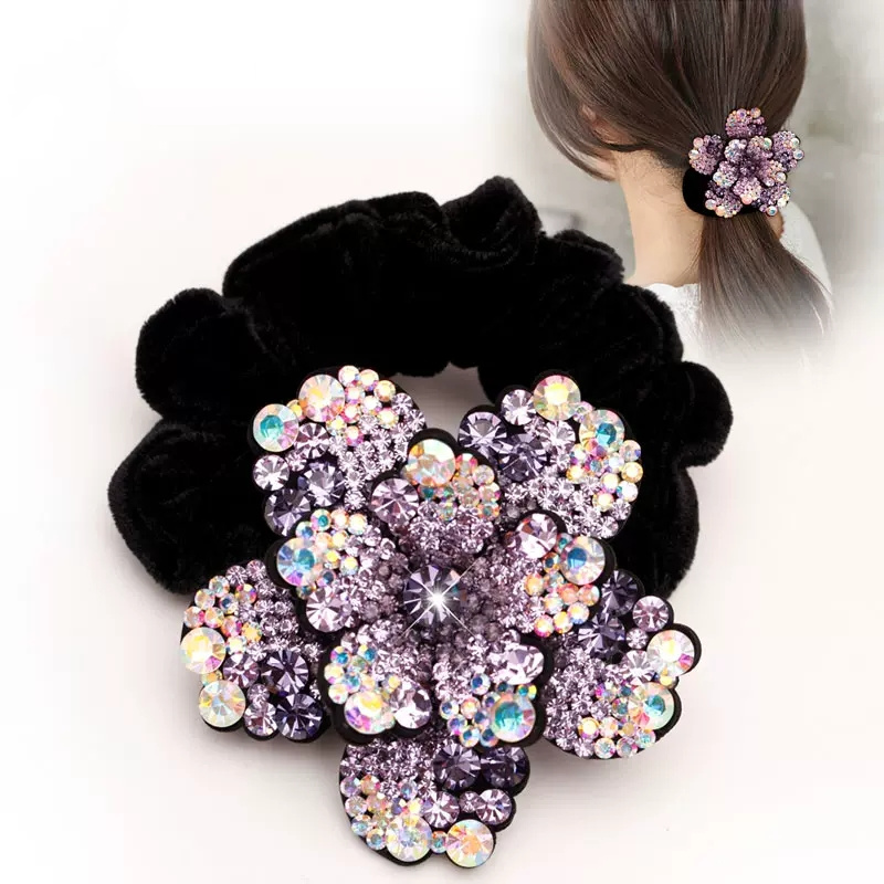 Silicone Band Women - 여성 라인 석 Scrunchies 벨벳 탄성