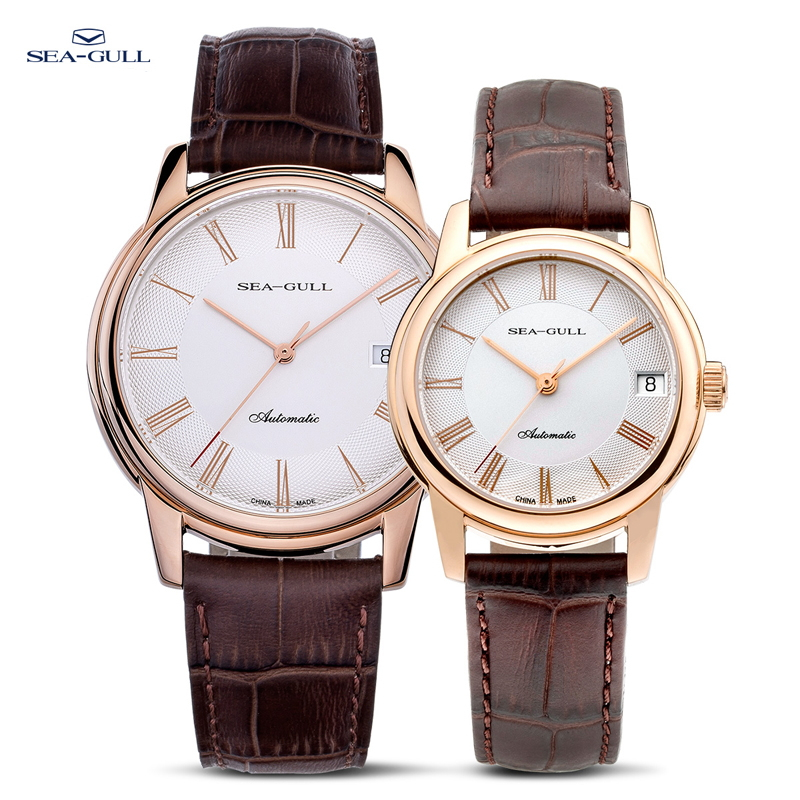 Seiko Watch Presage - Seagull-남성용 기계식 시계, 세련된 미니멀리스트 가죽