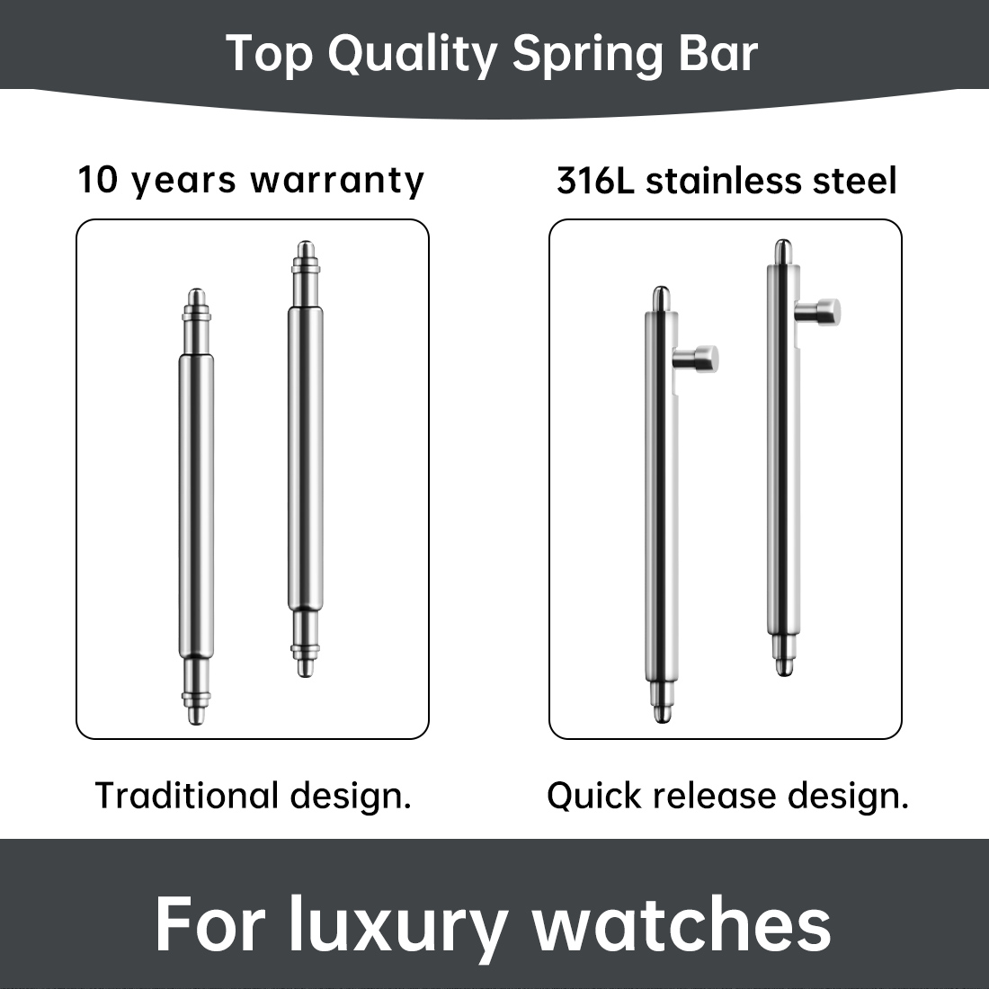 Leather Strap Quick Release - Maikes 316L 스테인레스 스틸 퀵 릴리스