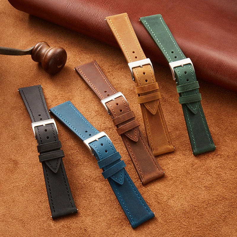 Leather Strap Quick Release - 빈티지 크레이지 호스 가죽 퀵 릴리즈