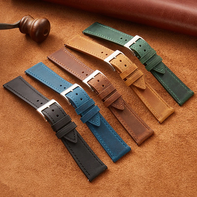 빈티지 크레이지 호스 가죽 퀵 릴리즈 손목시계 스트랩  - Leather Strap Quick Release 리뷰 및 가격