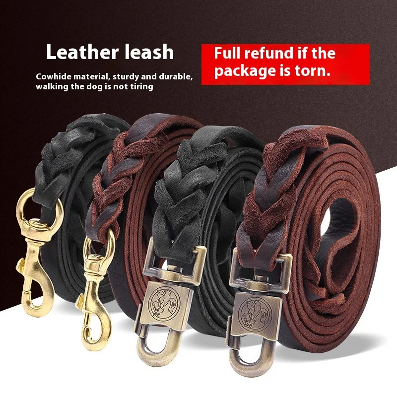 진짜 가죽 개 목줄 - 최고급 소가죽 훈련용 리드, 튼 - Leather Strap Quick Release 리뷰 및 가격