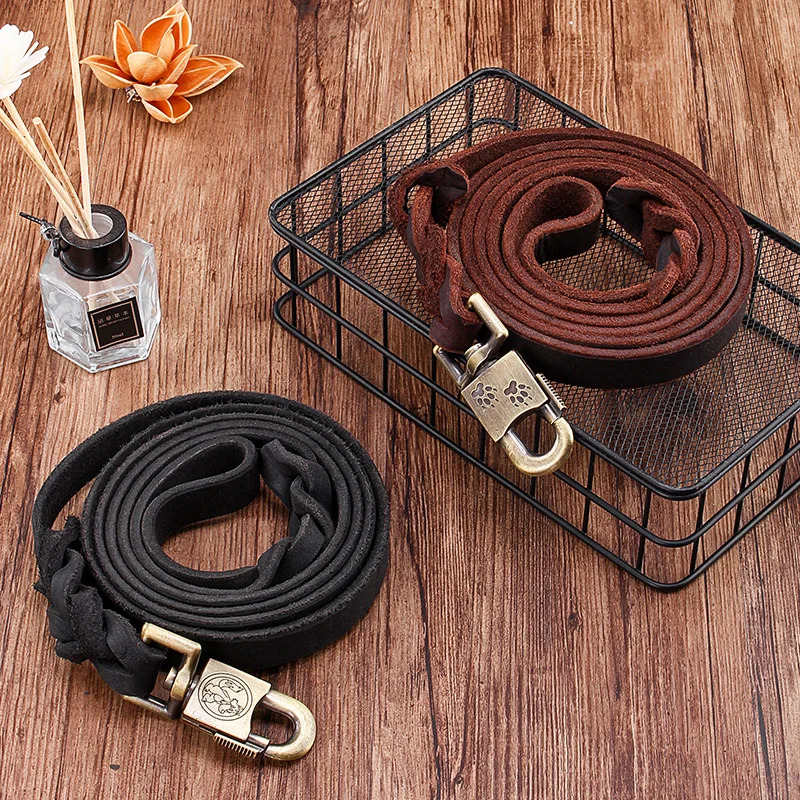 진짜 가죽 개 목줄 - 최고급 소가죽 훈련용 리드, 튼 - Leather Strap Quick Release 리뷰 및 가격