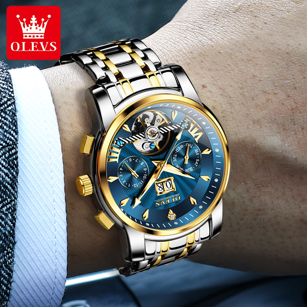 OLEVS 9965 남성용 시계 클래식 중공 자동 기계 - Rolex Watch Datejust 리뷰 및 가격