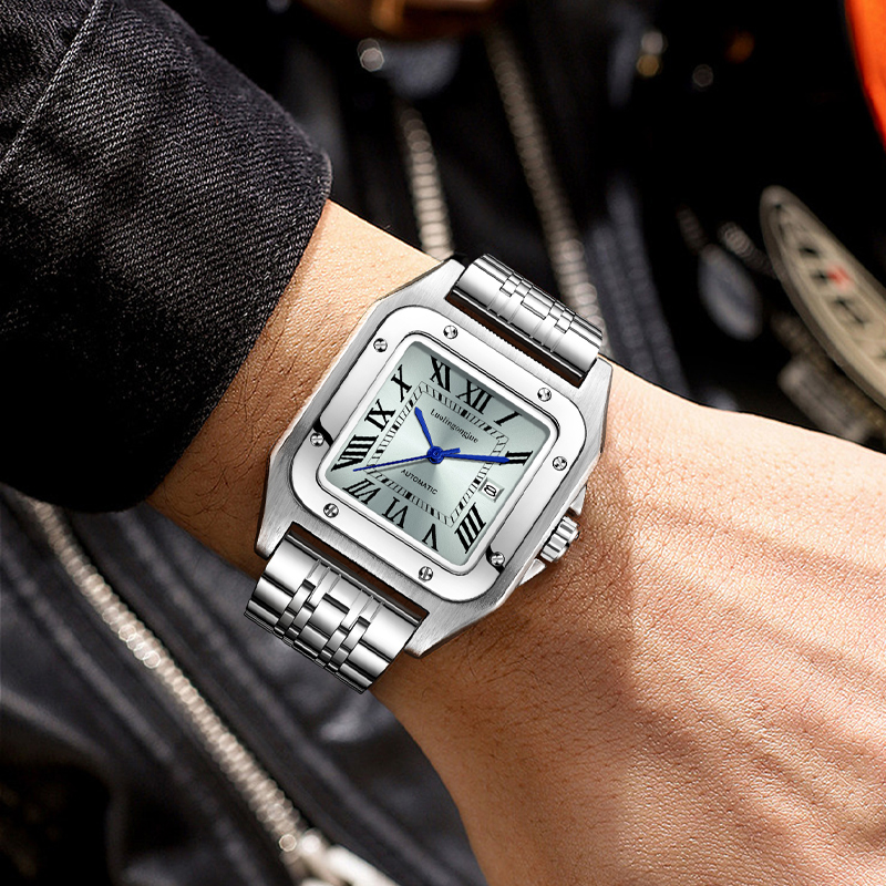 남성용 고급 럭셔리 사각형 오토매틱 기계식 시계, 속이 - Cartier Watch Santos 리뷰 및 가격