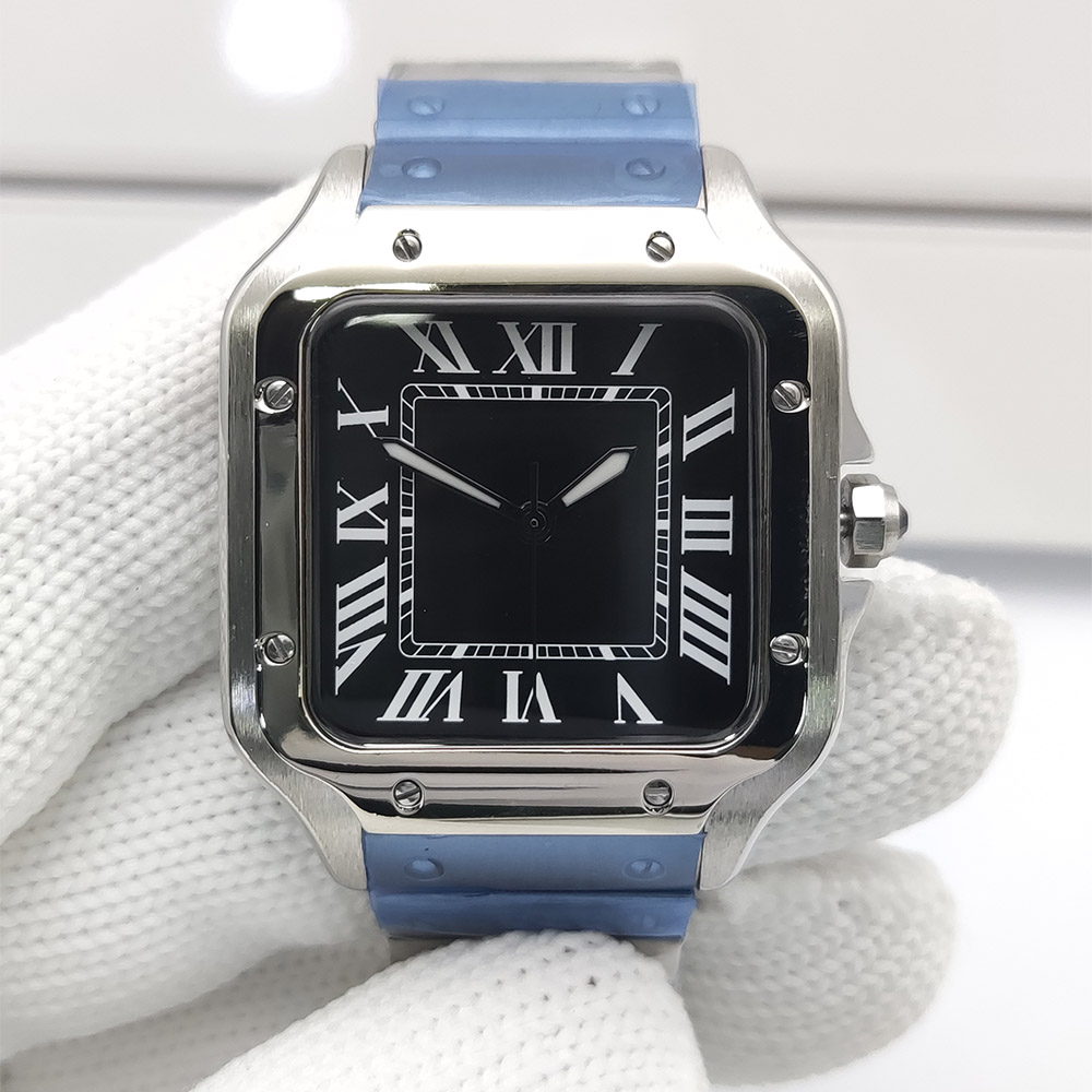 남성용 시계 사각형 케이스 새로운 NH35 시계 자동  - Cartier Watch Santos 리뷰 및 가격